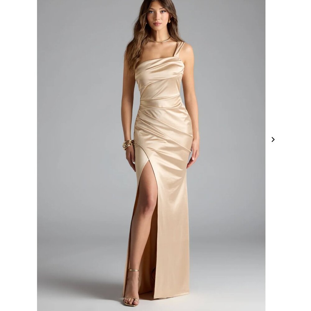 Kathie Formal Satin One-Shoulder Dress